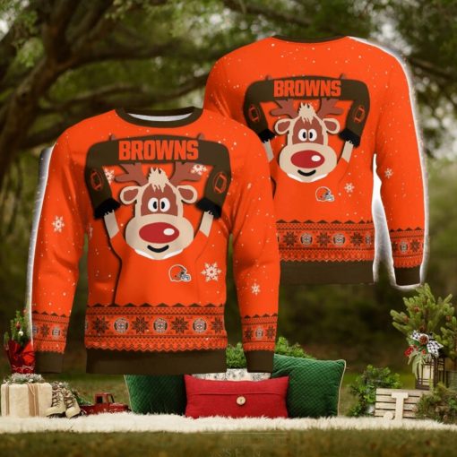 Cleveland Browns Cute Reindeer Ugly Christmas Sweater Christmas Party Gift