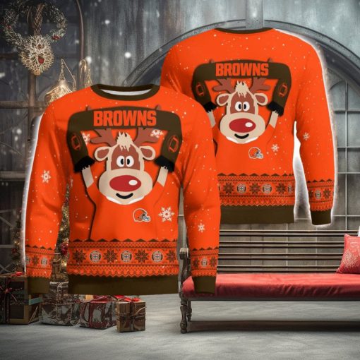 Cleveland Browns Cute Reindeer Ugly Christmas Sweater Christmas Party Gift