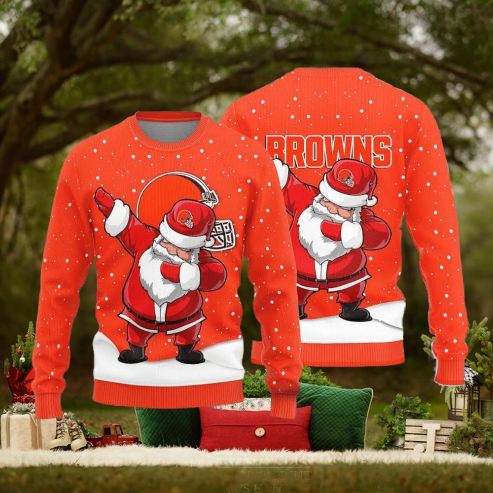 Cleveland Browns Dab Santa Ugly Christmas Sweater - Teeclover