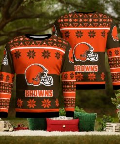 Cleveland Browns Logo Big Snowflake Pattern Ugly Christmas Sweater