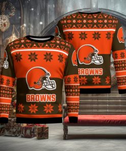 Cleveland Browns Logo Big Snowflake Pattern Ugly Christmas Sweater
