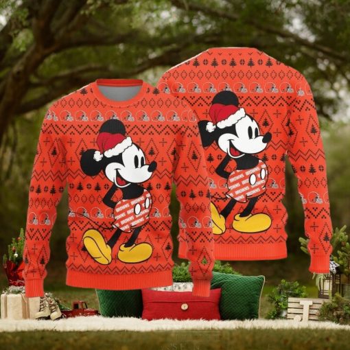 Cleveland Browns MM Christmas Pattern Knitted Ugly Christmas Sweater AOP Gift For Men And Women