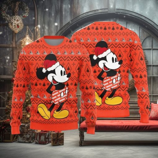 Cleveland Browns MM Christmas Pattern Knitted Ugly Christmas Sweater AOP Gift For Men And Women