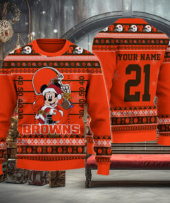 Cleveland Browns Mickey Mouse Santa Ugly Christmas Sweater