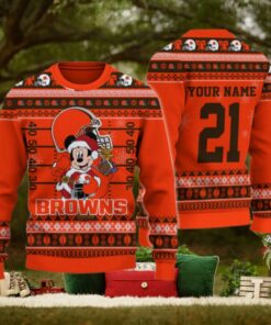 Cleveland Browns Mickey Mouse Santa Ugly Christmas Sweater