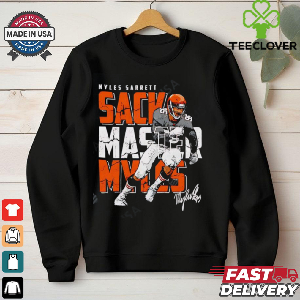 Cleveland Browns Myles Garrett Sack Master Myles running signature shirt Cleveland Browns Myles Garrett Sack Master Myles running signature shirt