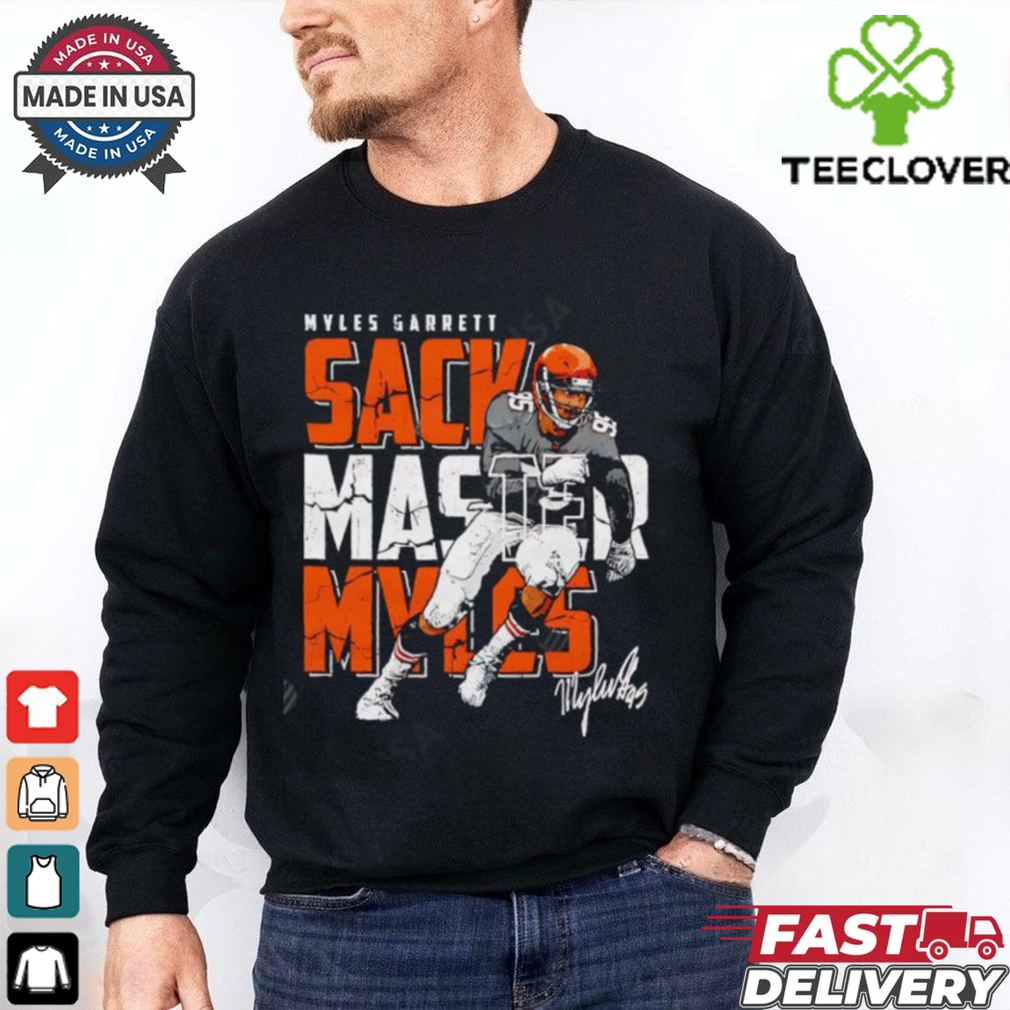 Cleveland Browns Myles Garrett Sack Master Myles running signature shirt Cleveland Browns Myles Garrett Sack Master Myles running signature shirt