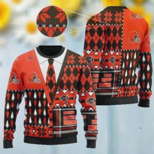 Cleveland Browns NFL American Football Team Cardigan Style 3D Men And Women Ugly Sweater Shirt For Sport Lovers On Christmas Days2
