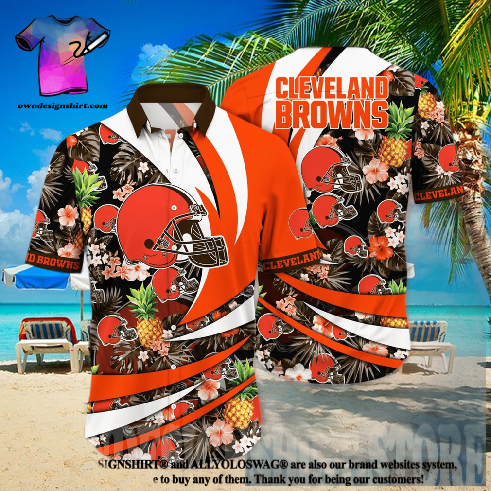 Cleveland Browns NFL Flower All Over Printed 3D Hawaiian Shirt Cleveland Browns NFL Flower All Over Printed 3D Hawaiian Shirt