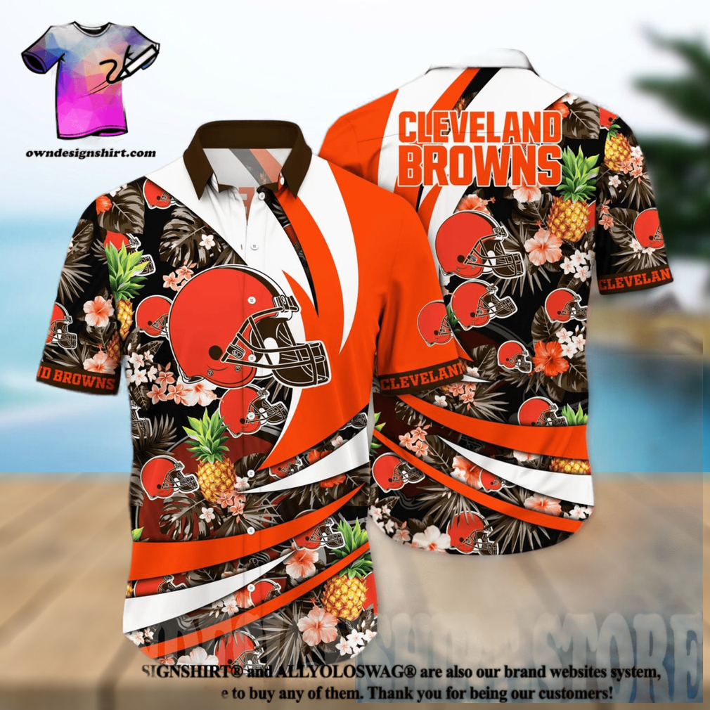Cleveland Browns NFL Flower All Over Printed 3D Hawaiian Shirt Cleveland Browns NFL Flower All Over Printed 3D Hawaiian Shirt