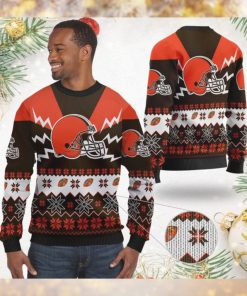 Cleveland Browns NFL Football Team Logo Symbol 3D Ugly Christmas Sweater Shirt Apparel For Men And Women On Xmas Days