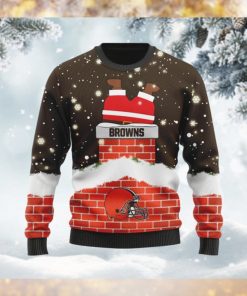 Cleveland Browns NFL Football Team Logo Symbol Santa Claus Custom Name Personalized 3D Ugly Christmas Sweater Shirt For Men And Women On Xmas Days