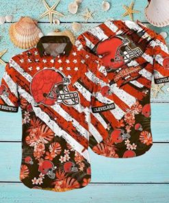 Cleveland Browns NFL Hawaiian Floral Print American Flag Beach Shirt Summer