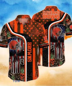 Cleveland Browns NFL Hawaiian Shirt Graphic Tropical Patterns Skull Punisher 3D Printed Best Gift For Fans