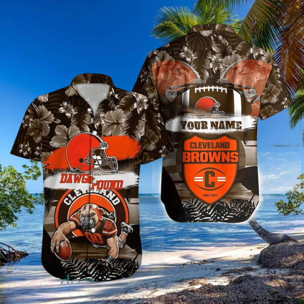 Funny Cleveland Browns Tropical Floral America Flag Custom Name