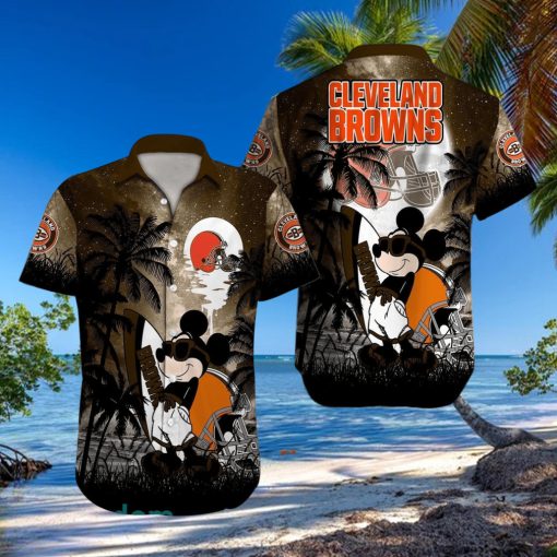 Cleveland Browns NFL Team Logo Baby Yoda Hawaiian Shirt
