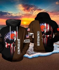 Cleveland Browns NFL US Flag Skull Team 3D Printed Hoodie