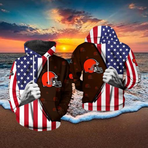 Cleveland Browns NFL US Flag Team 3D Printed Hoodie Ver 1