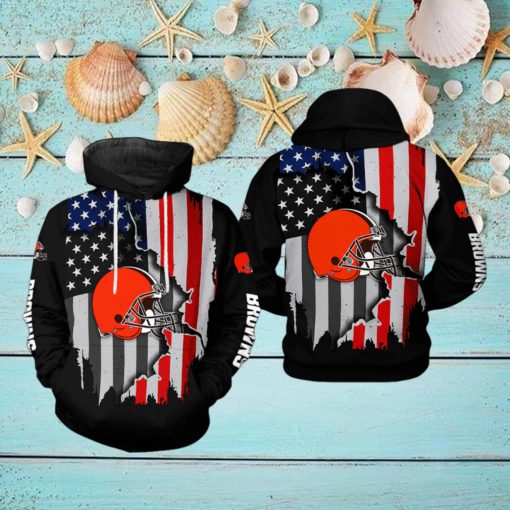 Cleveland Browns NFL US Flag Team 3D Printed Hoodie