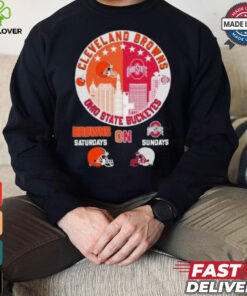 Cleveland Browns On Saturdays X Ohio State Buckeyes Vintage Skyline Shirt