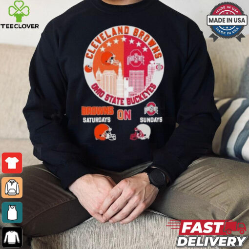 Cleveland Browns On Saturdays X Ohio State Buckeyes Vintage Skyline Shirt