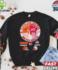 Cleveland Browns On Saturdays X Ohio State Buckeyes Vintage Skyline Shirt