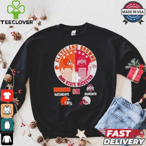 Cleveland Browns On Saturdays X Ohio State Buckeyes Vintage Skyline Shirt