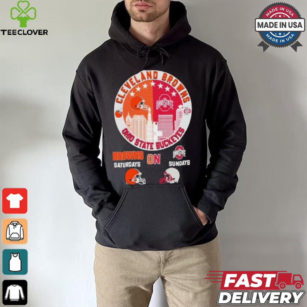 Cleveland Browns On Saturdays X Ohio State Buckeyes Vintage Skyline Shirt Cleveland Browns On Saturdays X Ohio State Buckeyes Vintage Skyline Shirt