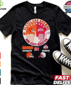 Cleveland Browns On Saturdays X Ohio State Buckeyes Vintage Skyline Shirt
