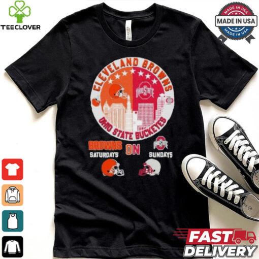 Cleveland Browns On Saturdays X Ohio State Buckeyes Vintage Skyline Shirt