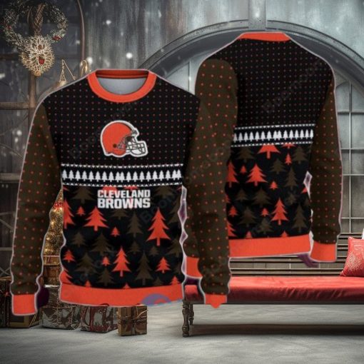 Cleveland Browns Pine Trees Ugly Christmas Sweater