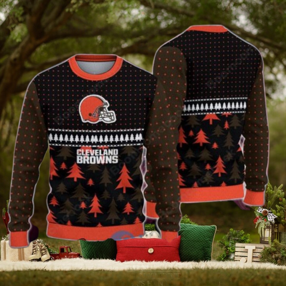 Cleveland Browns Pine Trees Ugly Christmas Sweater Cleveland Browns Pine Trees Ugly Christmas Sweater