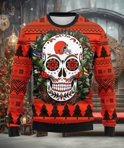 Cleveland Browns Skull Flower Ugly Christmas Ugly Sweater