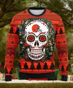 Cleveland Browns Skull Flower Ugly Christmas Ugly Sweater