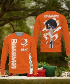 Cleveland Browns Sports American Football Helmet Knitted Christmas Sweater All Over Print Custom Number And Name