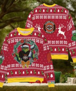 Cleveland Browns x Grinch NFL Dr. Seuss How the Grinch Stole Christmas with Super Bowl Trophy Ugly Christmas Sweater Red