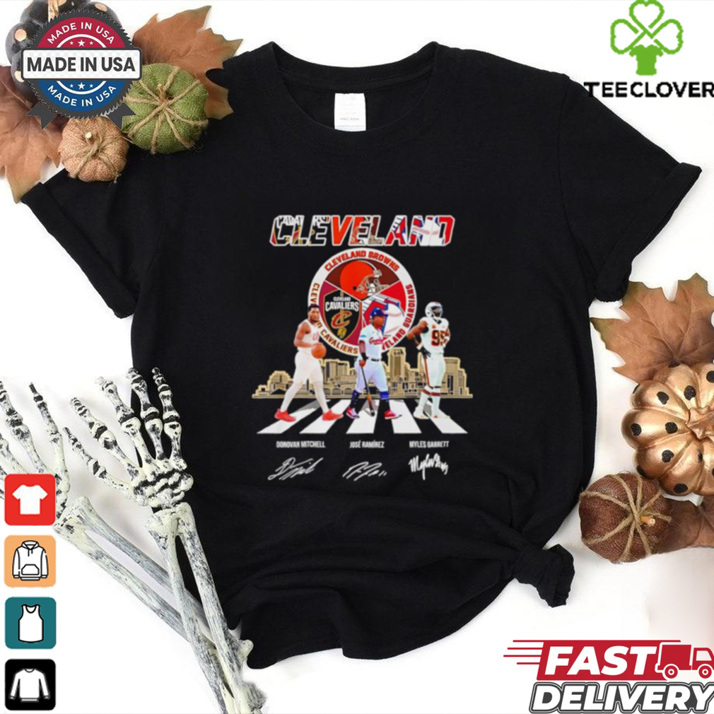 Cleveland Donovan Mitchell Jose Ramirez and Myles Garrett signatures shirt Cleveland Donovan Mitchell Jose Ramirez and Myles Garrett signatures shirt