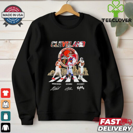 Cleveland Donovan Mitchell Jose Ramirez and Myles Garrett signatures shirt