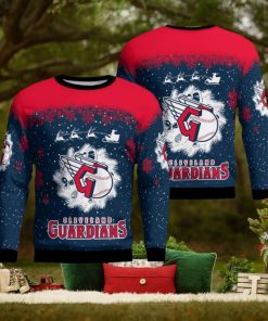 Cleveland Guardians Santa sleigh driving reindeer Pattern Ugly Christmas Sweater