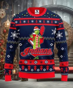 Cleveland Indians Funny Grinch Christmas Ugly Sweater 3D Christmas Xmas Sweater