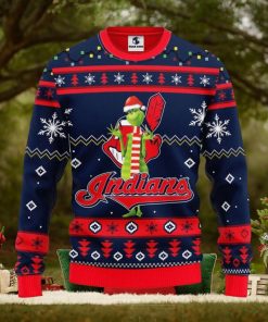 Cleveland Indians Funny Grinch Christmas Ugly Sweater 3D Christmas Xmas Sweater