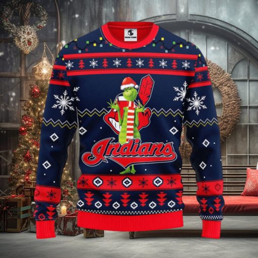 Cleveland Indians Funny Grinch Christmas Ugly Sweater