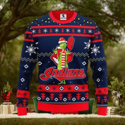 Cleveland Indians Funny Grinch Christmas Ugly Sweater