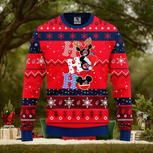 Cleveland Indians Hohoho Mickey Christmas Ugly Sweater Christmas Gift For Fans Party Hoiliday Gift