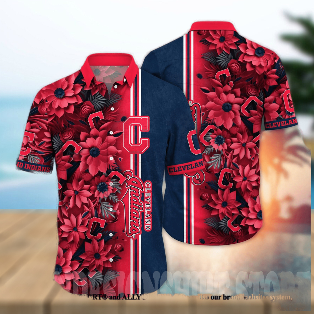 Cleveland Indians MLB Flower All Over Print Unisex Hawaiian Shirt Cleveland Indians MLB Flower All Over Print Unisex Hawaiian Shirt