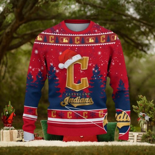 Cleveland Indians Ugly Christmas Sweater Tree Santa Hat Car For Fans Gift Familys Holidays