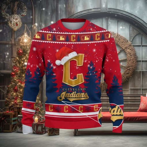 Cleveland Indians Ugly Christmas Sweater Tree Santa Hat Car For Fans Gift Familys Holidays