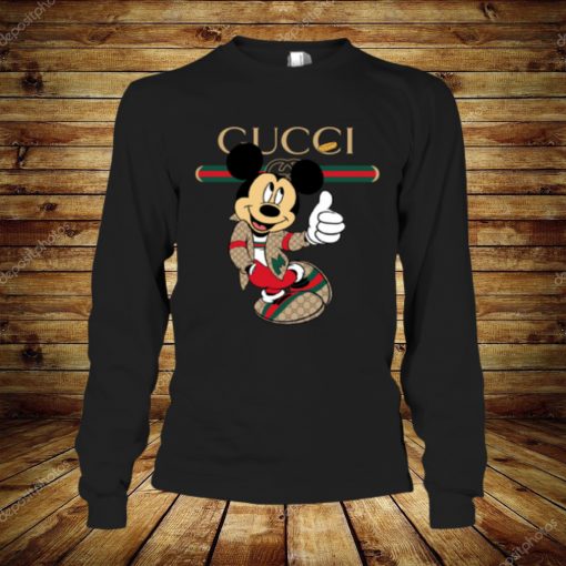 Clothing Mickey mouse thump up infront green red gucci logo Long Sleeve T-Shirt