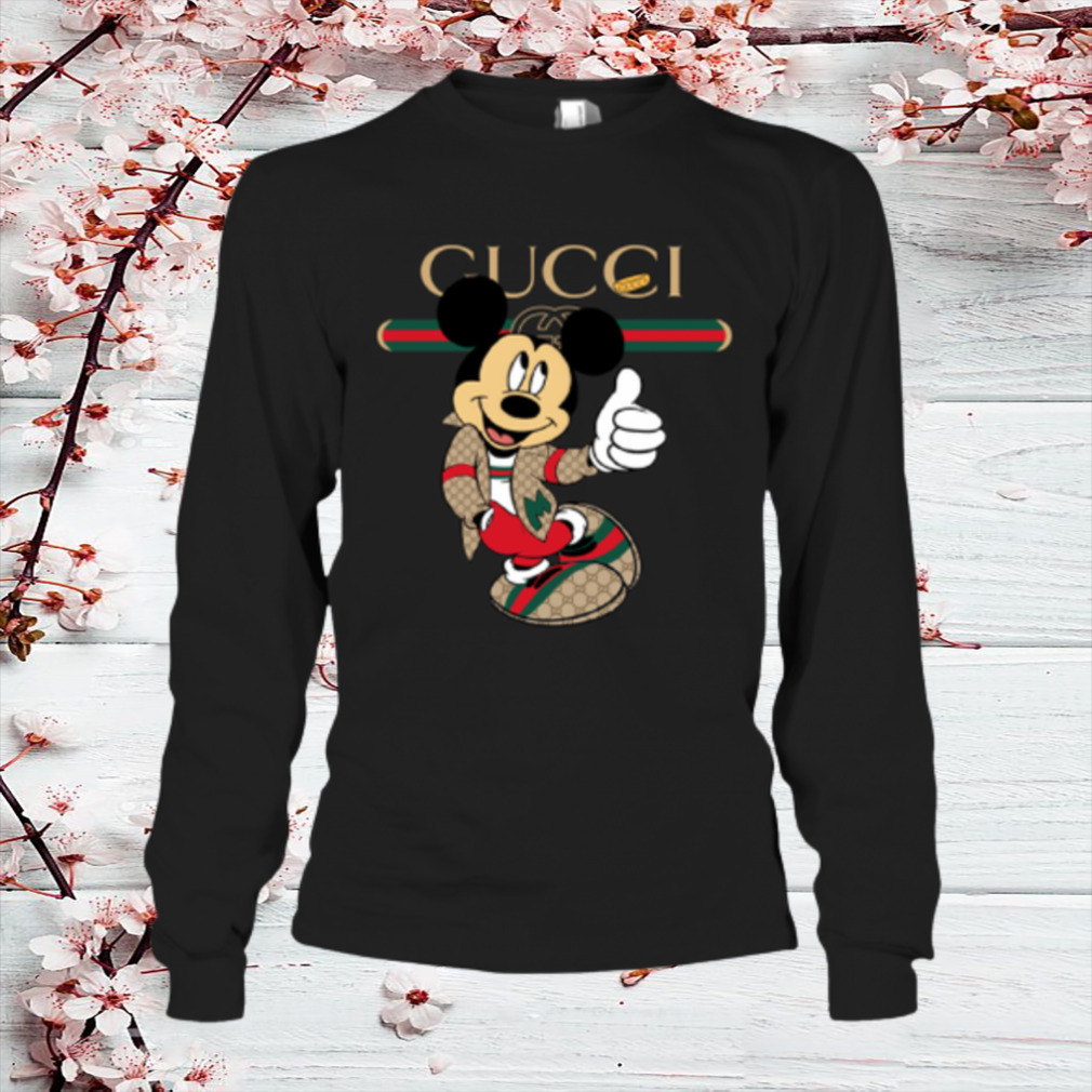 Clothing Mickey mouse thump up infront green red gucci logo Long Sleeve T-Shirt