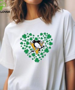 Clover Leaf St Patrick's Day Pittsburgh Penguins Heart Shirt